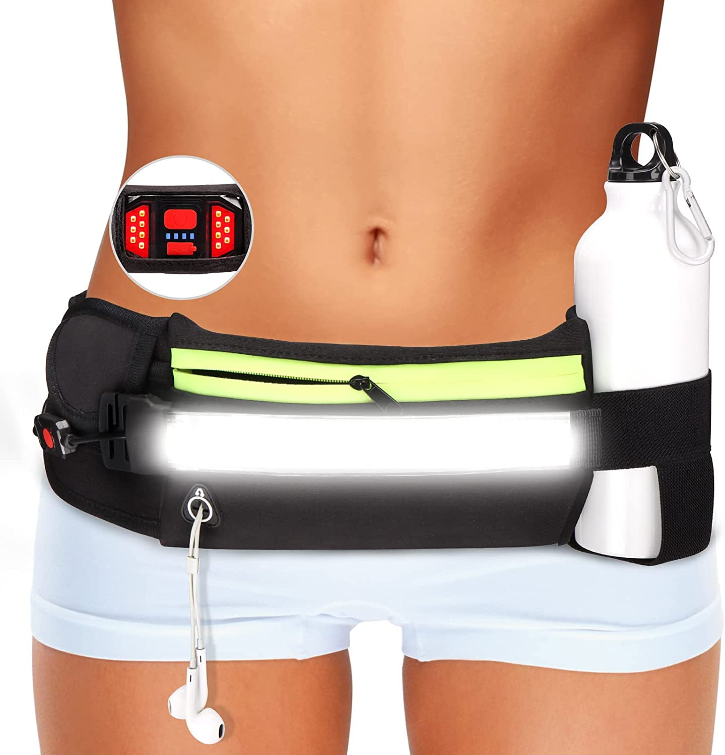 Gritin Running Belt Waist Pack Fitness Belt W Headphone Hole Soft Sweat-proof 