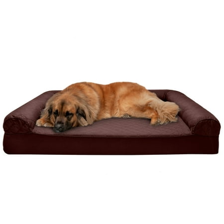 UPC: 0842229117349 | FurHaven Pet Products Quilted Memory Top Sofa-Style Pet Bed for Dogs & Cats – Coffee Jumbo Plus