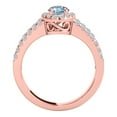 thumbnail image 3 of Mauli Jewels Rings for Women 1.65 Carat Diamond and Oval Shaped Aqumarine 4-prong 10K Rose Gold, 3 of 6