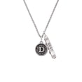 thumbnail image 2 of Delight Jewelry Silvertone Antiqued Round Seal - Initial - D - Silvertone Best Friends Forever Bar Charm Necklace, 23", 2 of 4