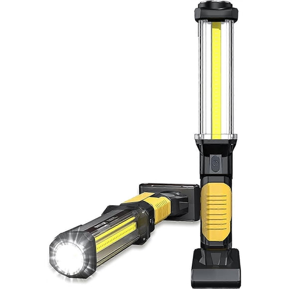 1 Piece Rechargeable LED Cordless Handheld Work Light 1500 Lumens COB Portable Mechanic Lamp with Magnetic Base and Hook for Repair