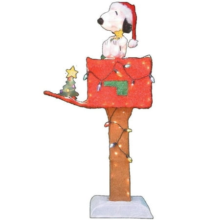 - Peanuts Yard Art Snoopy Woodstock on Mailbox with Christmas Tree
