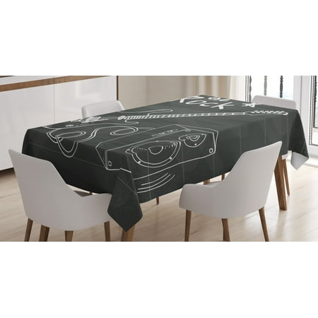 

Guitar Tablecloth Love The Rock Music Themed Sketch Art Sound Box and Text on Chalkboard Print Rectangular Table Cover for Dining Room Kitchen 60 X 84 Inches Dark Taupe White by Ambesonne