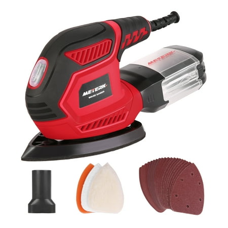 

Meterk Detail Sander 1.6A 14000 OPM Compact Sander Efficient Dust Collection System with 3pcs Polishing Pads & 20pcs Sandpapers for Tight Spaces Sanding/Polishing in Home Decoration & DIY