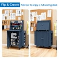 thumbnail image 3 of WARAYZ  Sewing Table & Storage Cabinet, Built-in Power Outlets, Spool Racks, Mobile Craft Desk with Lockable Wheels for Small Spaces, Blue, 3 of 9