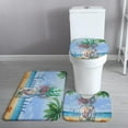 thumbnail image 4 of Summer Beach Bath Rug Sets 3 Piece Sunshine Mason Jar Tropical Palm Trees Ocean Sea Starfish Bath Mat Soft Non Slip Water Absorbent U-Shaped Contour Toilet Mat, Toilet Lid Cover, 4 of 6