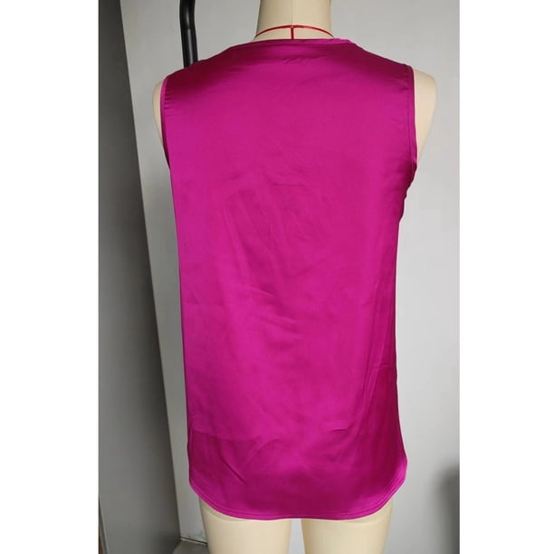 Camiseta sin mangas de satén con cuello en V, camiseta sin mangas de satén para mujer Camiseta sin mangas de satén con cuello en V Camiseta sin mangas con cuello en V Diseño de última generación