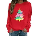 thumbnail image 5 of Bzhegqhd Women's Christmas Graphic Pullover Tees Long Sleeve Fleece Lined Sweatshirt Loose Fit Casual Streetwear Top Warm Winter Holiday Print Fall Fashion Cozy Outerwear, 5 of 6