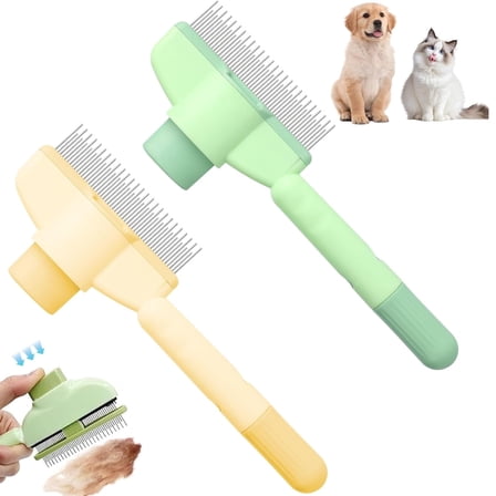 UHIAGREE Flea Comb for Cats Dogs,2 Pack Pet Hair Removal Brush with Long & Short Teeth