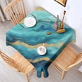 thumbnail image 2 of Teal Marble Gold Wave Pattern Square Tablecloth,Waterproof Square Table Cover,Wipeable Spillproof Washable Table Cover for Home Kitchen Party Decor 42"X42"(107x107cm), 2 of 6