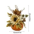 thumbnail image 4 of Fall Pumpkin Decor Thanksgiving Table Centerpiece Artificial Pumpkin with Sunflower Maple Leaves Autumn Harvest Floral Arrangement for Halloween Farmhouse Home Mantel Party Decoration, 4 of 8