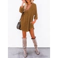 thumbnail image 2 of Asyoly Womens Dresses Solid Button Down Oversized Corduroy Shirt Dress Casual Long Sleeve Tunic Dresses with Pockets, 2 of 5