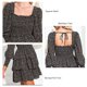 thumbnail image 5 of Vestido corto negro con volantes, escote cuadrado, falda fruncida y espalda descubierta con lazo, talla S, 5 of 6