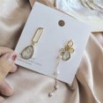 thumbnail image 2 of Pendientes asimétricos de moda con forma de gota de cristal y perla, joyería decorativa para mujeres y niñas., 2 of 5