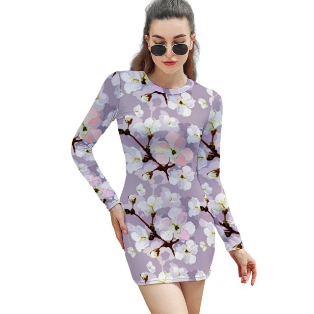 Robe Carrée Florale Lilas Corail Rose Aquarelle Abstraite, Robe d'Été Douce, Robe Élégante à Imprimé Halter pour Femmes