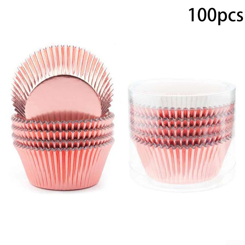 LLD 50 Gold/Silver/Red Foil Paper Cupcake Liner Paper Muffin Baking Cup Cake Case Wrapper,Black Foil 