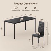 7 Piece Dining Table Set for 6, Kitchen Dining Room Furniture with 6 PU Leather Upholstered Chairs, Suitable for Apartment Small Space, Black