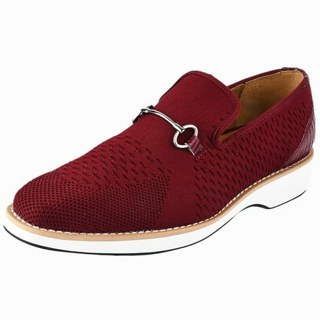 LIBERTYZENO Mens Classic Formal Shoes Slip On Loafers  Burgundy
