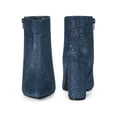 thumbnail image 4 of BLISSFUL STEP Women's Glitter Pointed Toe Block Heel Sparkly Booties Ankle Boots Navy Blue 7, 4 of 5