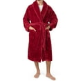 thumbnail image 3 of PAVILIA Mens Soft Robe, Plush Fluffy Fleece Bathrobe for Men, Long Sherpa Spa Robe with Shawl Collar (Wine Red,S/M), 3 of 9