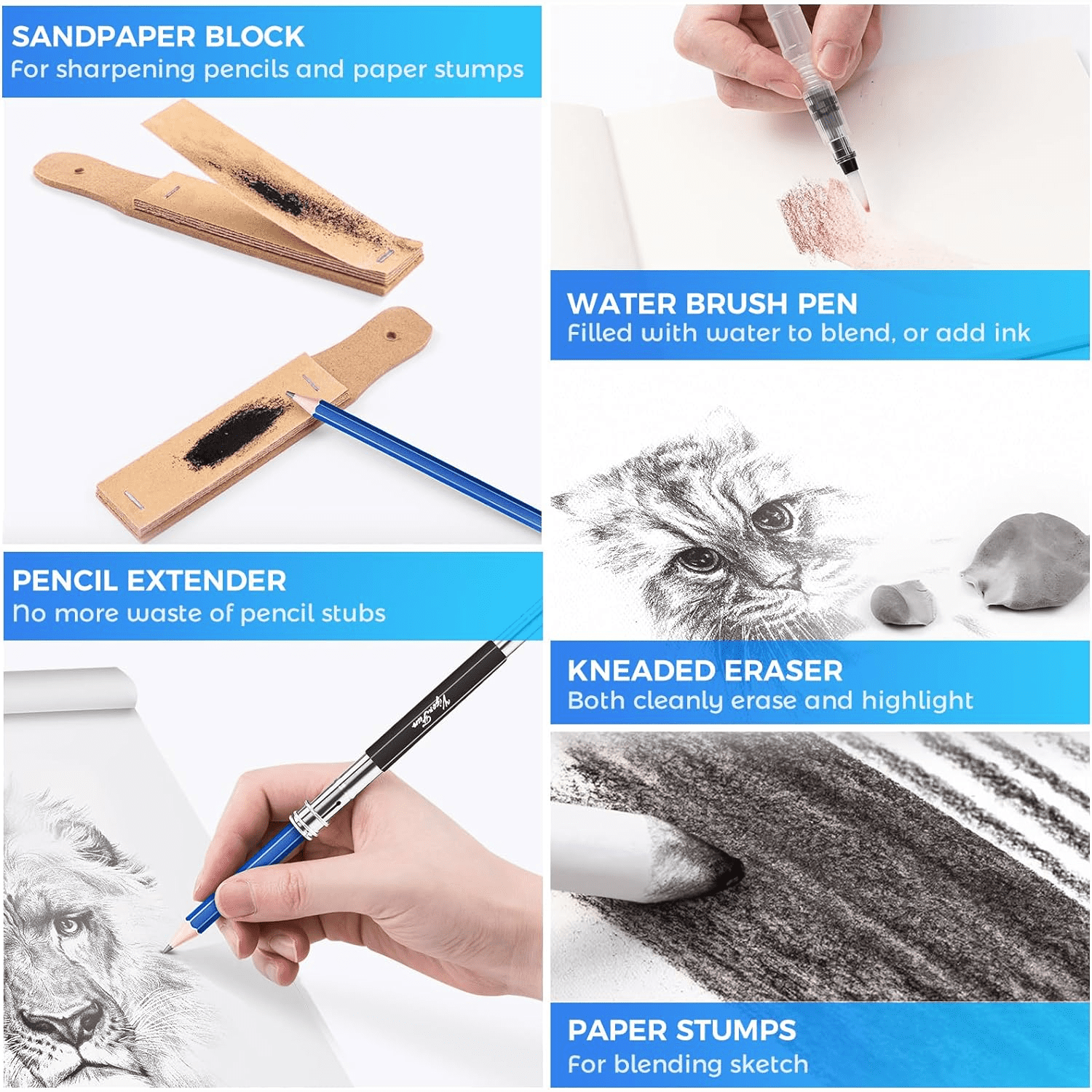 106 PCS Drawing Set Sketching Kit, Pro Art Supplies for Artists Adults Kids Beginners(Black)