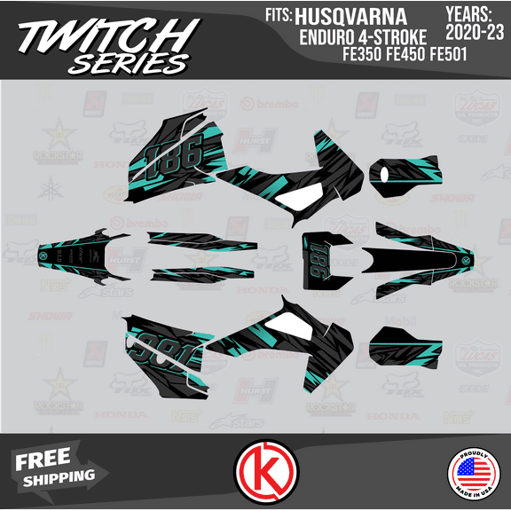 Kalair GFX Graphics Kit for Husqvarna Enduro 4-STORKE FE350,FE450 and FE501 (2020-2023) Twitch Series
