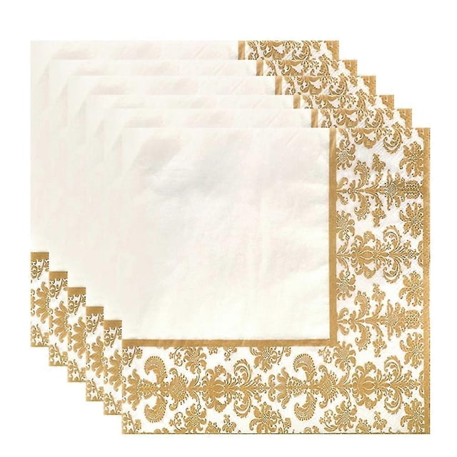 100pcs Gold Printing Disposable Napkin Tissue Paper Printed Napkins For Restaurant And Hotel ( + Wh