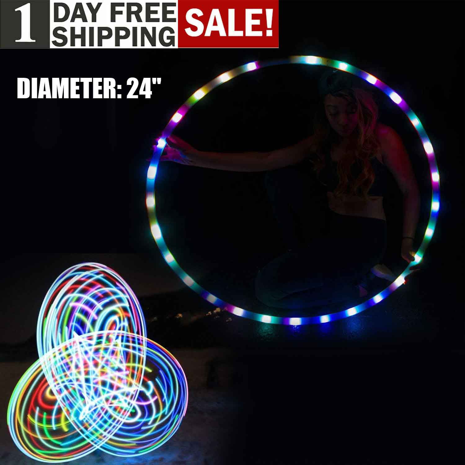 LED Flashing Circular Glow Up Fitness Weight Loss Colorful Fitness Hoop 