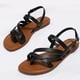 thumbnail image 3 of Sandalia de tiras casual ajustable para mujer con puntera abierta Sandalias planas de tiras de verano, 3 of 9