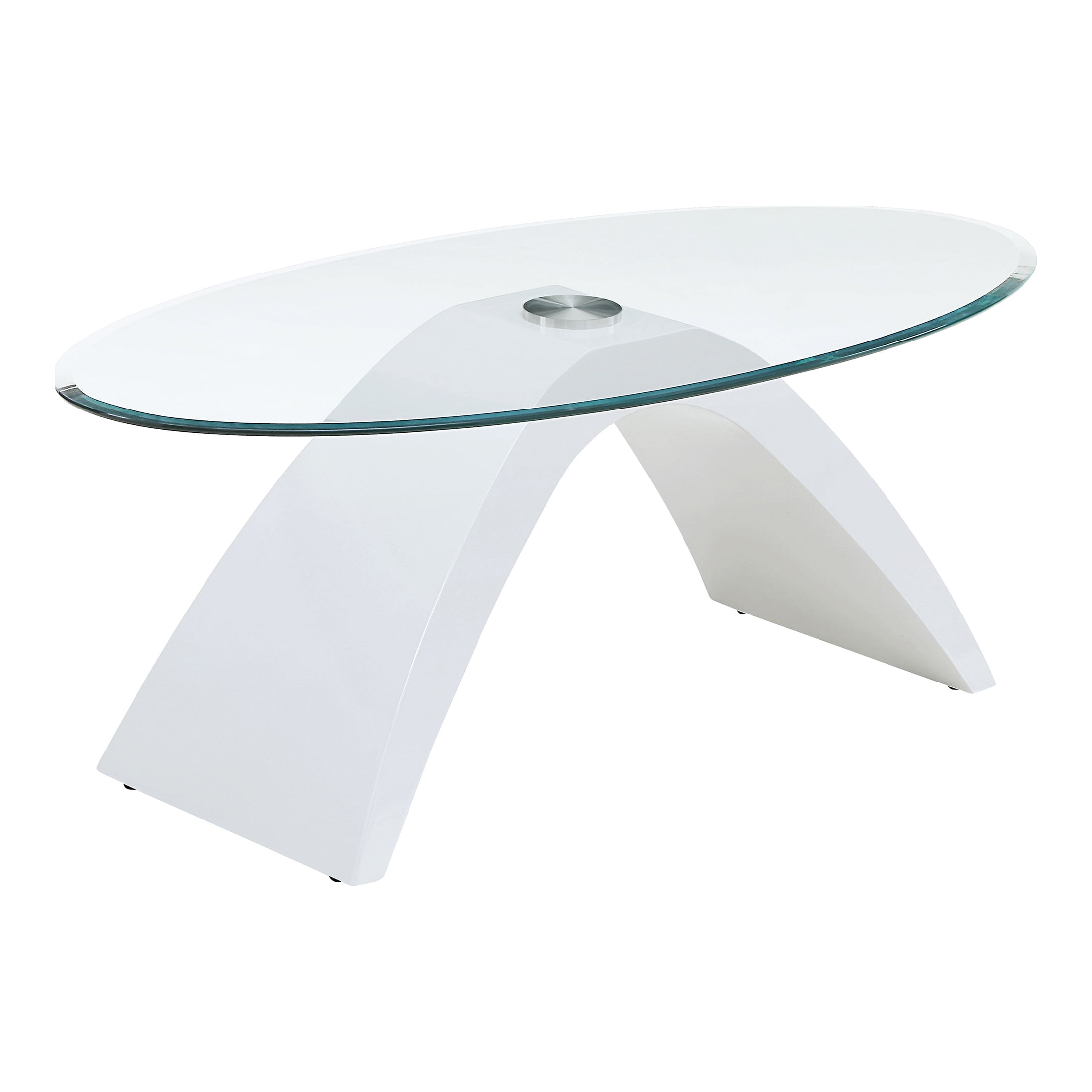 Furniture of America Maore Glass Top 2-Piece Coffee Table Set, White
