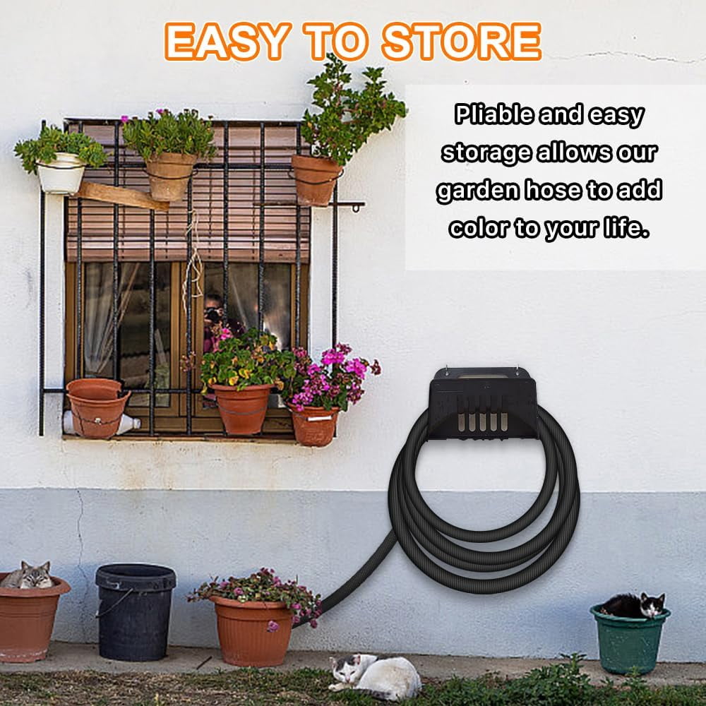 Garden Hose 75ft, Pliable lightweight Water Hose with Triple Layer 3/4" Fittings Ergonomic Grip Indoor & Outdoor Use Gift for Lawn Car Watering Plants Black