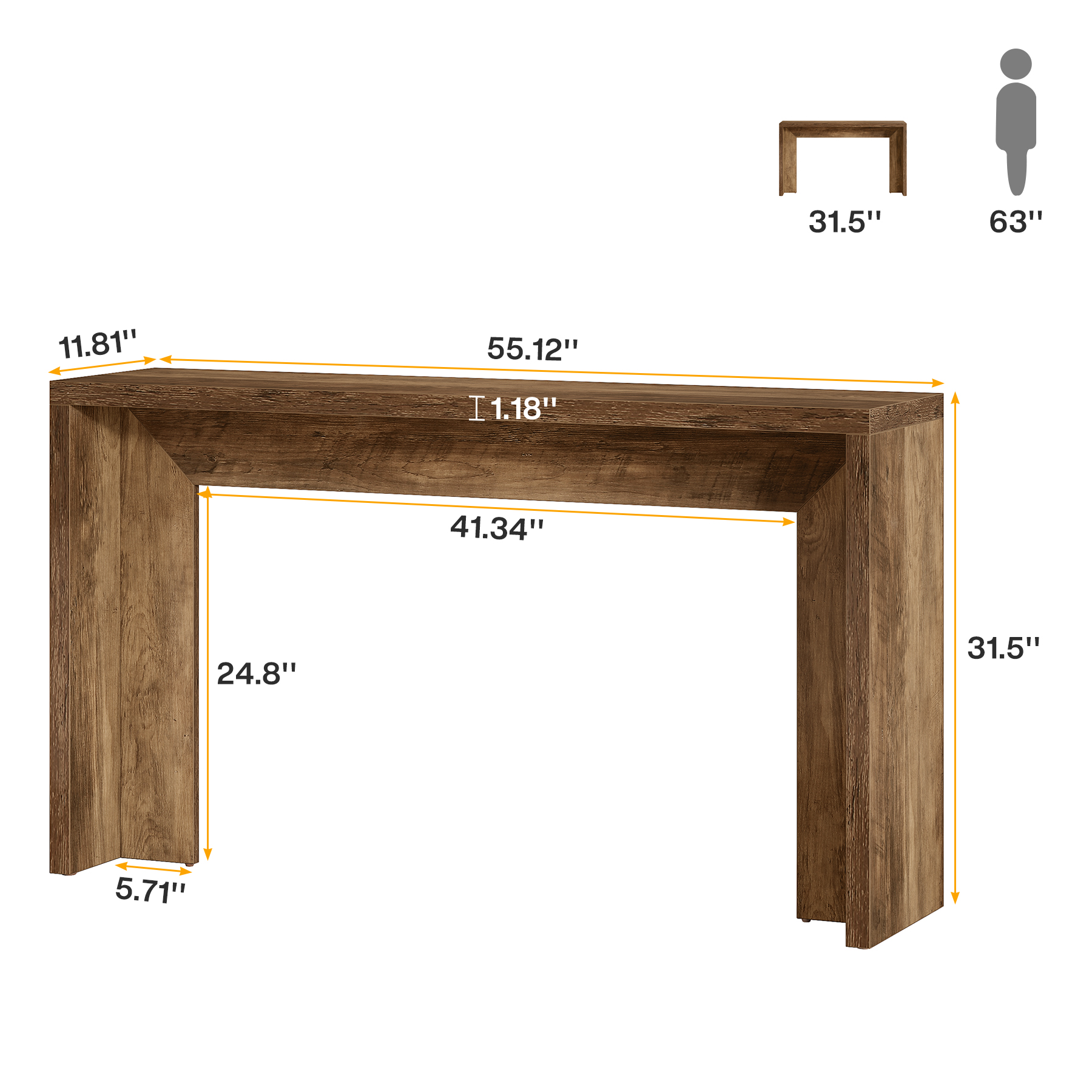 Tribesigns 55-Inch Farmhouse Console Table with Storage, Rustic Brown Wooden Sofa Table for Entryway, Foyer, Hallway, Living Room, Easy Assembly