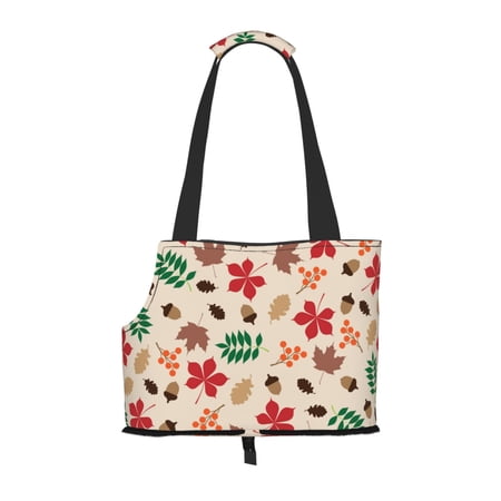 Dog Sling Carrier, Small Dog/Cat Soft Side Carrier Tote Bag for Subway/Shopping/Hiking/Travel-Autumn Leaves Design Pattern