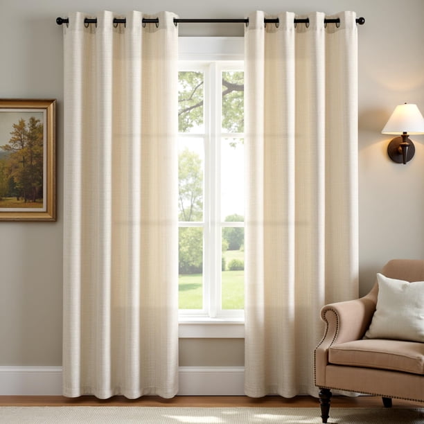Cortinas jinchan de lino texturizado beige 229x228 cm 2 paneles
