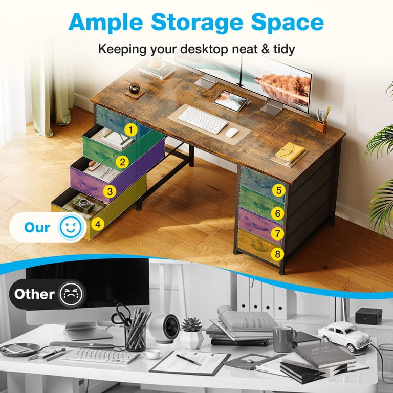 Casacomoda 48-Inch Computer Desk with 8 Fabric Drawers photo 4