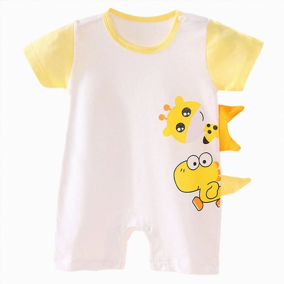 CAUYDY Preemie Pjs for Girls Newborn Spring Summer Clothing 3-6M 9-12M 18-24M Baby Short Sleeve Loungewear for Boys Infant Comfy Bodysuit Sizes 0-3 Months,Yellow