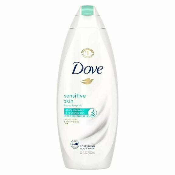 Dove Sensitive Skin Body Wash, Gently Cleanses & Nourishes, 22 oz, 5-Pack