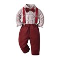 thumbnail image 3 of Hiijoy Infant Boys Outfits Long Sleeve Striped Dress Shirt Suspender Pants Suit, Sizes 18-24M, 3 of 3