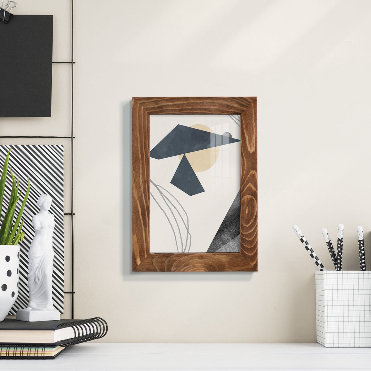 Diamond Slate IV - Framed Print w/glass - Walnut
