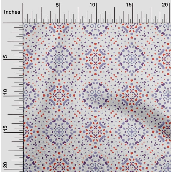oneOone Polyester Lycra Bluish Violet Fabric Dot|Heart & Shapes Geometric Craft Projects Decor Fabric Printed By The Yard 56 Inch Wide