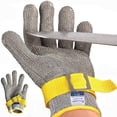 thumbnail image 1 of HAHDAXIA Niveau 9 Gant Résistant aux Coupures de Qualité Alimentaire, Gant en Maille d'Acier Inoxydable en Métal Couteau Gant de Coupe pour Boucher Découpe de Viande Écaillement d'Huître Mandoline de Cuisine Chef Tranchage Filet de Poisson (Small, 1 of 7