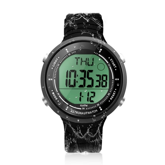 Men's Wrist Watch 330ft Waterproof for Swimming and Diving with Alarm, Stopwatch, Timer, Countdown, Dual Time Zone, Calendar, Backlight, 12 or 24 Hours Format, Big Face