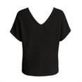 thumbnail image 7 of cfhntfmh Womens Summer V Neck Tops Short Sleeve Sweaters Knit Casual Plus Size Shirts Hollow out Lace Back with Drawstring Trendy Boho Tops, 7 of 7