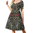thumbnail image 2 of Vestido suelto de verano sin mangas con estampado floral y estampado artístico de tapiz de endrino, 2 of 7