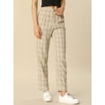 thumbnail image 2 of Pantalones a cuadros casuales para mujer, bolsillos, pierna recta, trabajo, oficina, pantalones Caqui S, 2 of 6