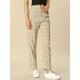 thumbnail image 2 of Pantalones a cuadros casuales para mujer, bolsillos, pierna recta, trabajo, oficina, pantalones Caqui L, 2 of 6
