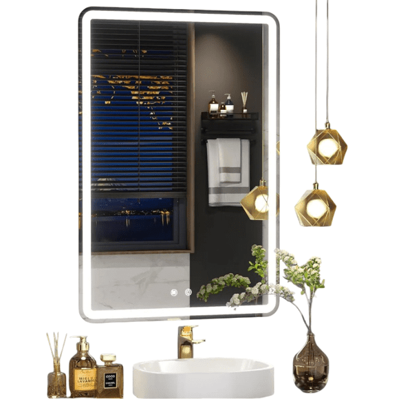 Espejo Con Luz Led Touch Para Baño 40 X 60cm Modelo Plateado