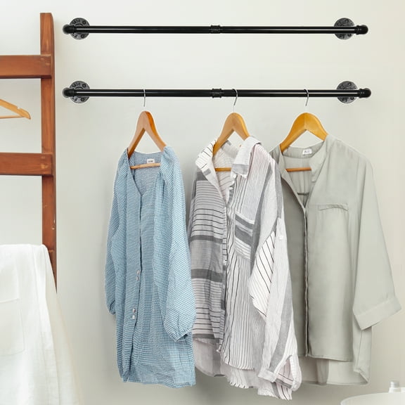 2pack Garment Rack 2 Industrial Tube Garment Rack Wardrobe Rod Laundry Room