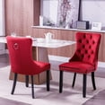 thumbnail image 2 of Velvet Dining Chairs 2-Pcs Set, Upholstered High-end Tufted Dining Room Chair with Wood Legs Nailhead Trim for Kitchen (Wine Red), 2 of 7