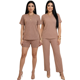 thumbnail image 1 of Conjunto 3 Piezas Blusa Casual con Short y Pantalón a Rayas Outfit Versátil y Cómodo para Mujer, 1 of 5